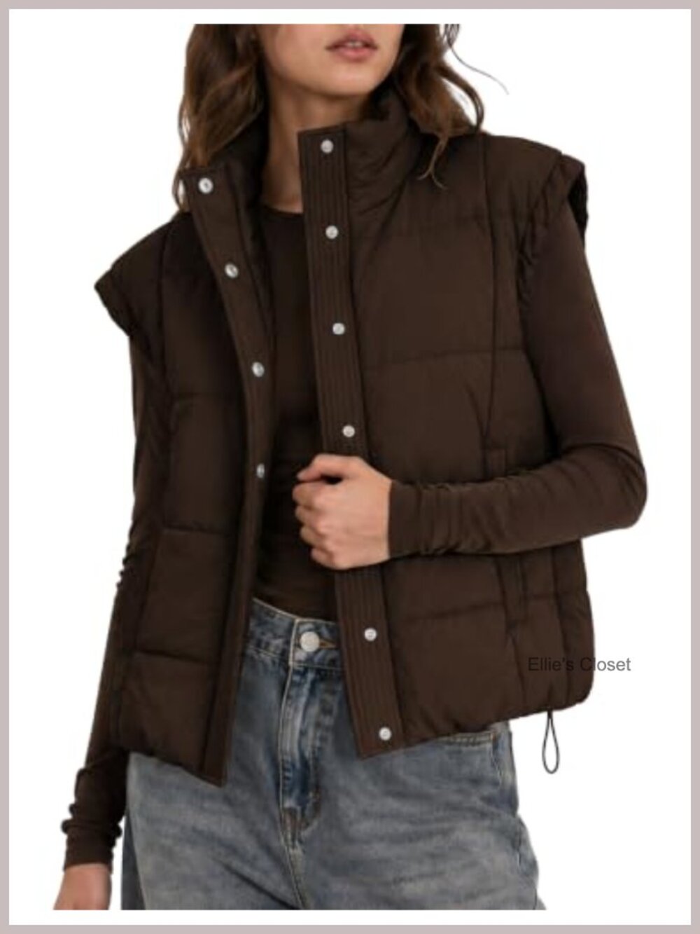 Women's Lightweight Cropped Stand Collar Padded Puffer Vest